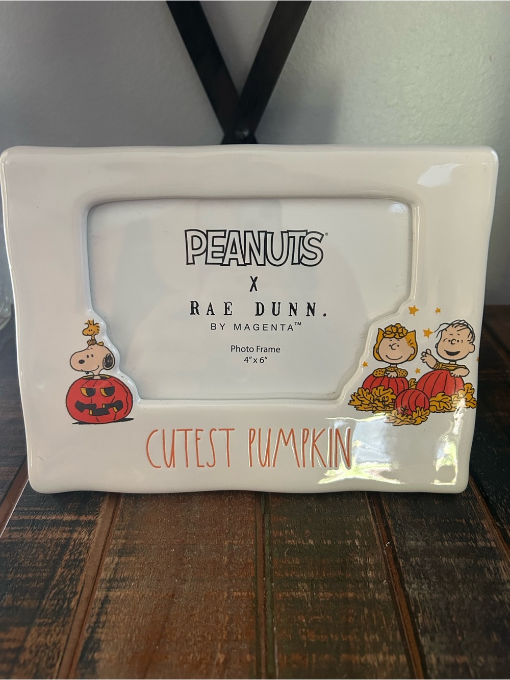 Rae Dunn Peanuts Snoopy Halloween Cutest Pumpkin Fall Picture Frame 4x6 New
